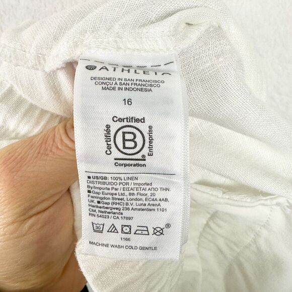 Athleta Retreat Linen Wide Leg Pants Size 16 Calla Lily White Coastal Beach - Picture 7 of 7